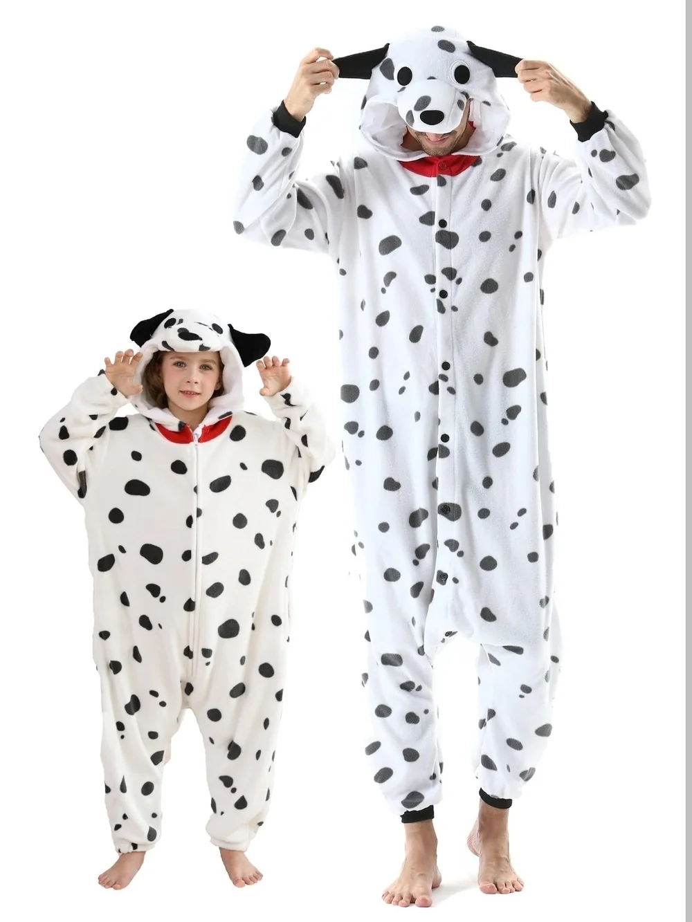 Sz 4-5T Flannel Toddler Dalmatian Onesie Kids Costume Cosplay Dog Puppy E12